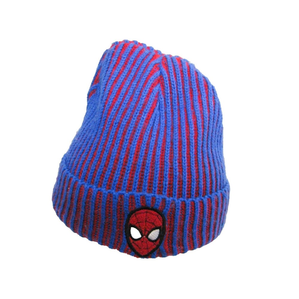 Spiderman Beanie Hat Knit Adult Blue Red Logo Marvel Comics Warm Winter Acrylic